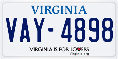 VA license plate VAY4898