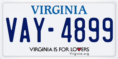 VA license plate VAY4899
