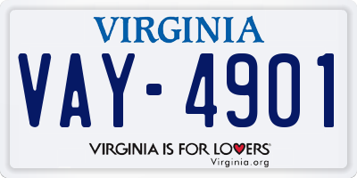 VA license plate VAY4901