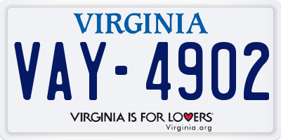 VA license plate VAY4902