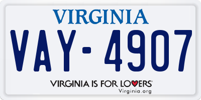 VA license plate VAY4907