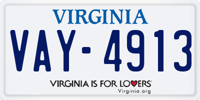 VA license plate VAY4913