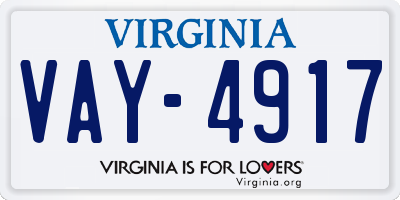 VA license plate VAY4917