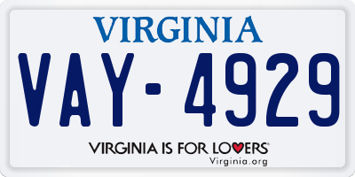 VA license plate VAY4929