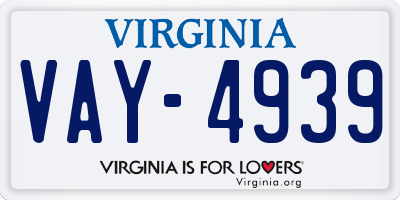 VA license plate VAY4939