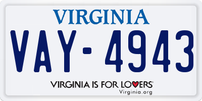 VA license plate VAY4943