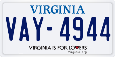VA license plate VAY4944