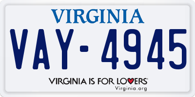 VA license plate VAY4945