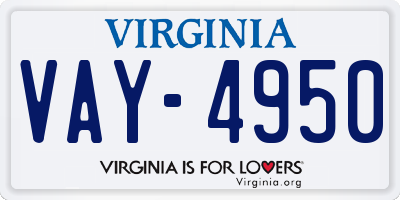 VA license plate VAY4950