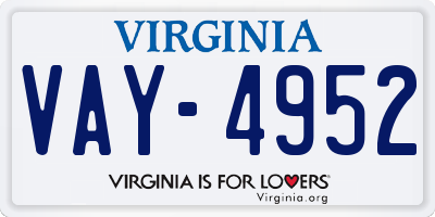 VA license plate VAY4952