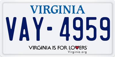 VA license plate VAY4959