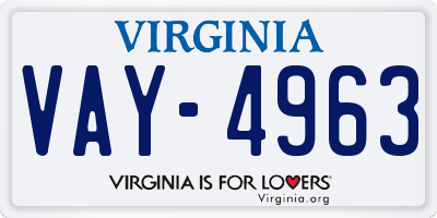 VA license plate VAY4963