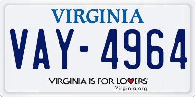 VA license plate VAY4964