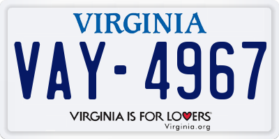 VA license plate VAY4967