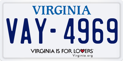 VA license plate VAY4969