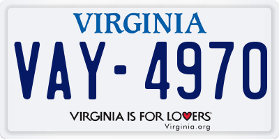 VA license plate VAY4970