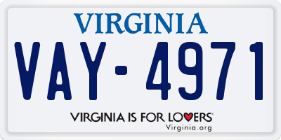 VA license plate VAY4971