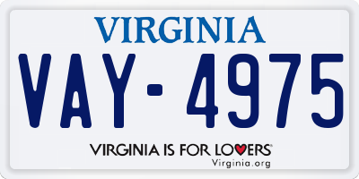 VA license plate VAY4975