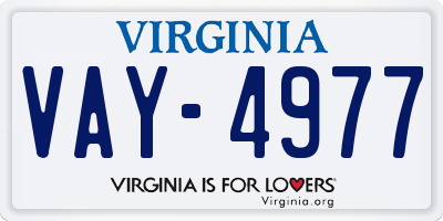 VA license plate VAY4977