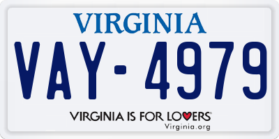 VA license plate VAY4979