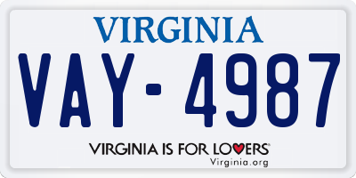VA license plate VAY4987