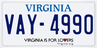 VA license plate VAY4990