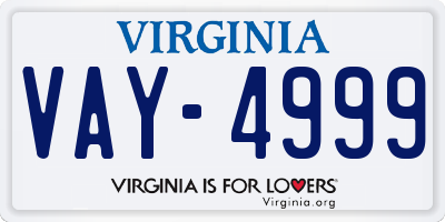 VA license plate VAY4999