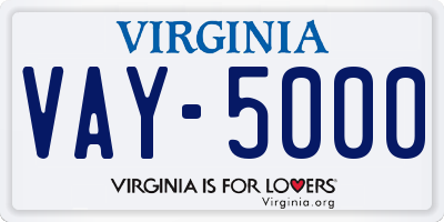 VA license plate VAY5000