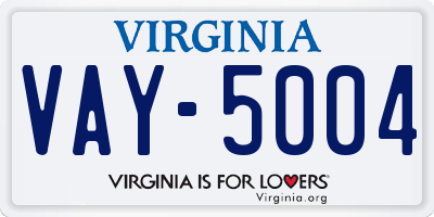 VA license plate VAY5004