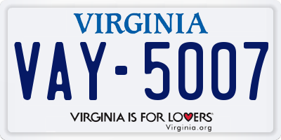 VA license plate VAY5007