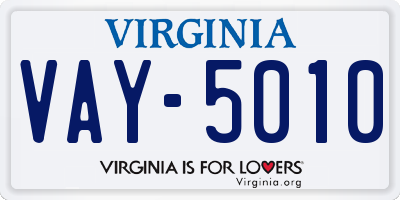 VA license plate VAY5010