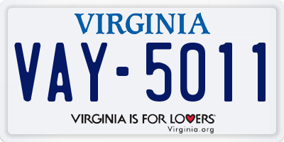VA license plate VAY5011