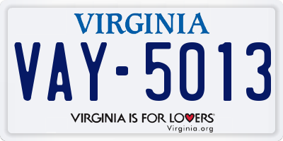 VA license plate VAY5013
