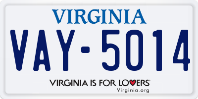 VA license plate VAY5014