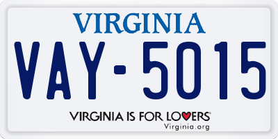 VA license plate VAY5015