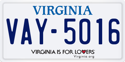 VA license plate VAY5016