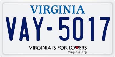 VA license plate VAY5017