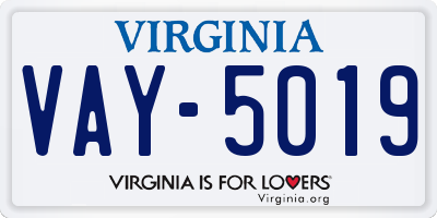 VA license plate VAY5019