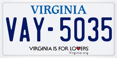 VA license plate VAY5035