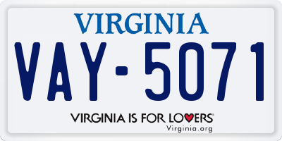 VA license plate VAY5071
