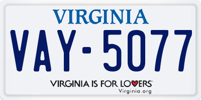 VA license plate VAY5077