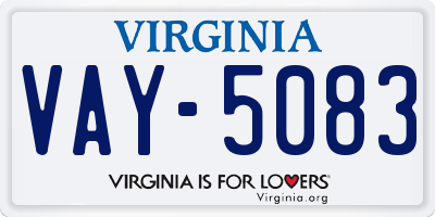 VA license plate VAY5083