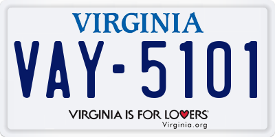 VA license plate VAY5101