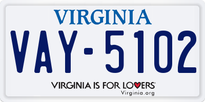 VA license plate VAY5102