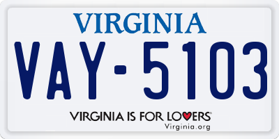 VA license plate VAY5103