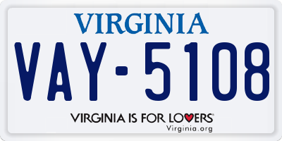 VA license plate VAY5108