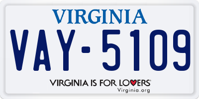 VA license plate VAY5109