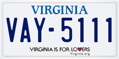 VA license plate VAY5111