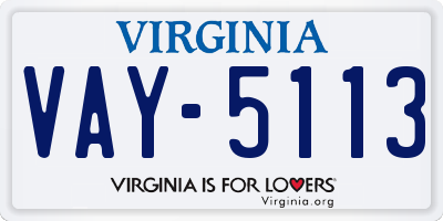 VA license plate VAY5113