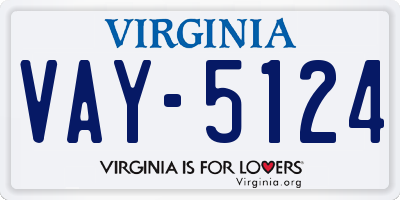 VA license plate VAY5124